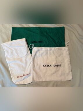Bottega,Giorgio Armani and Salvatore Ferragamo dust bag bundle